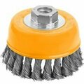 Tolsen 4 Cup Twist Wire Brush W/Nut, Paint and Varnish from Metal Surfaces, Wire Dia: 0.2 77616